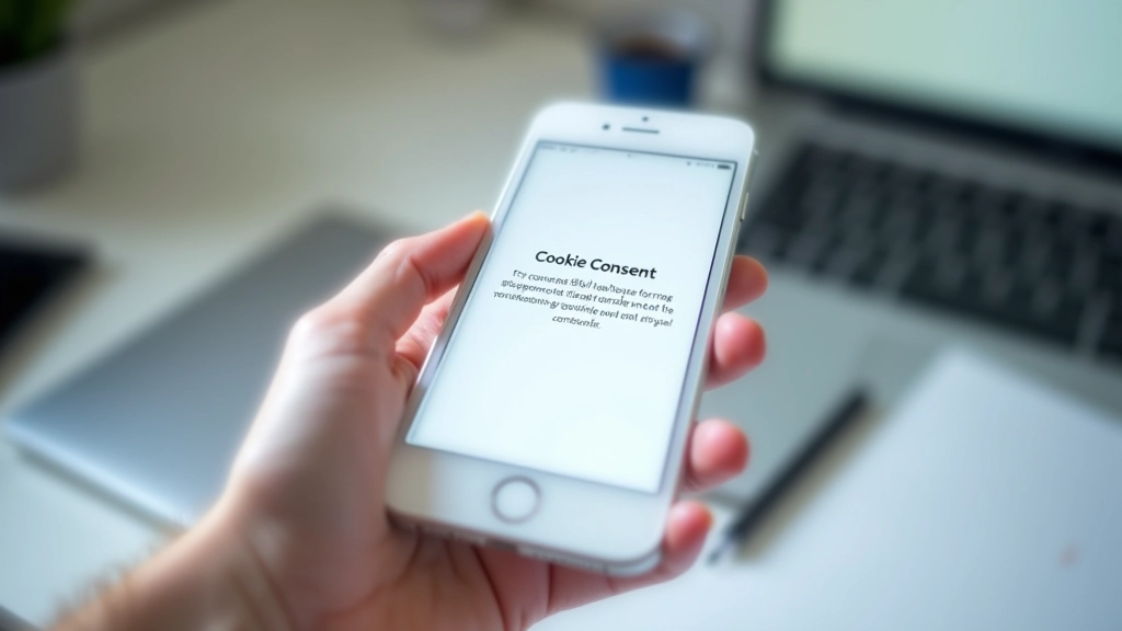 Close-up van een cookie consent banner op mobiel scherm in webdesign