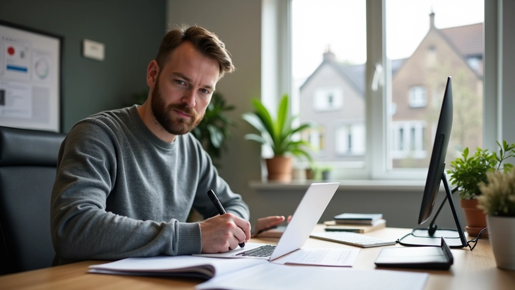 Laptop op bureau met documentatie en notities over privacyrichtlijnen