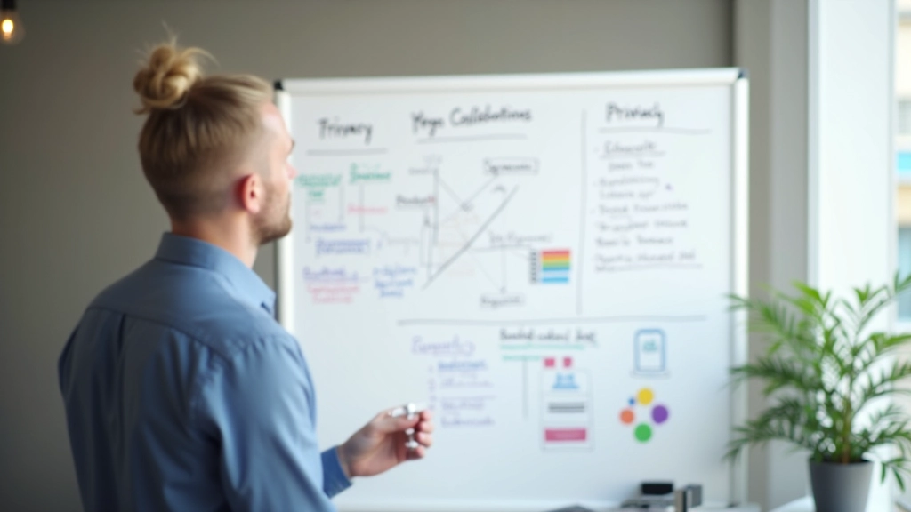 Whiteboard met privacy-by-design principes en AVG richtlijnen geschetst